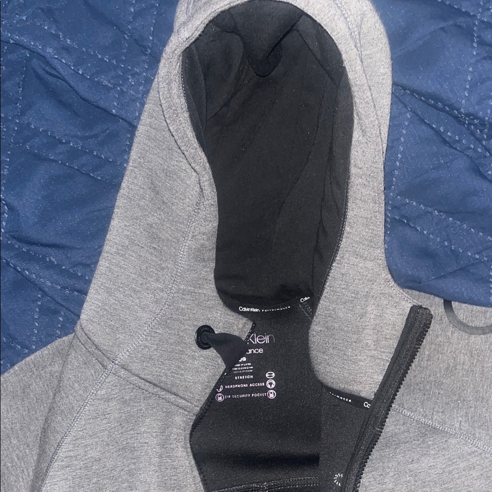 Calvin Klein Grey Hooded Jacket with Black Hood Lining